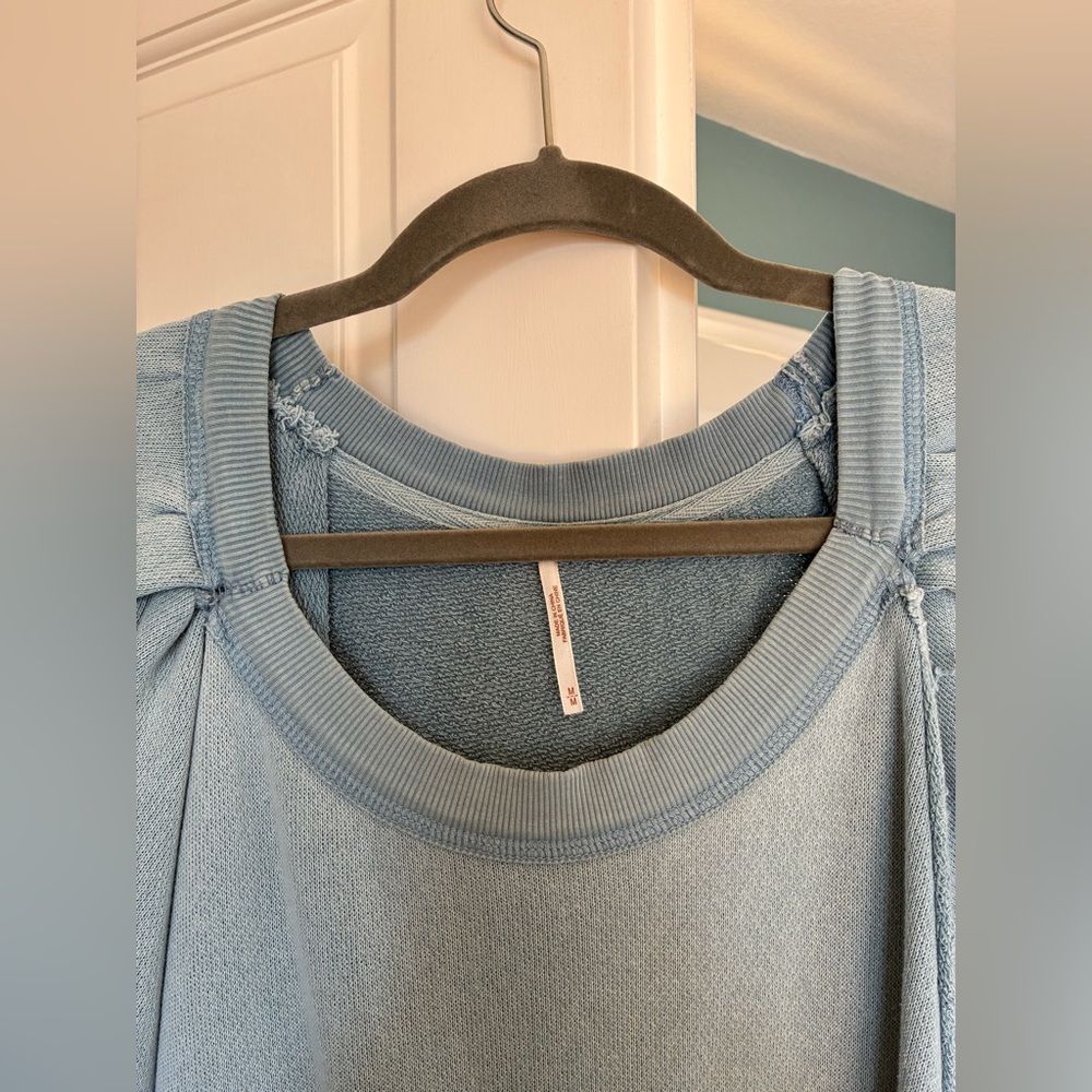 Free People Sunchild Babydoll Light Blue Tunic Sweatshirt Dress - Picture 6 of 9